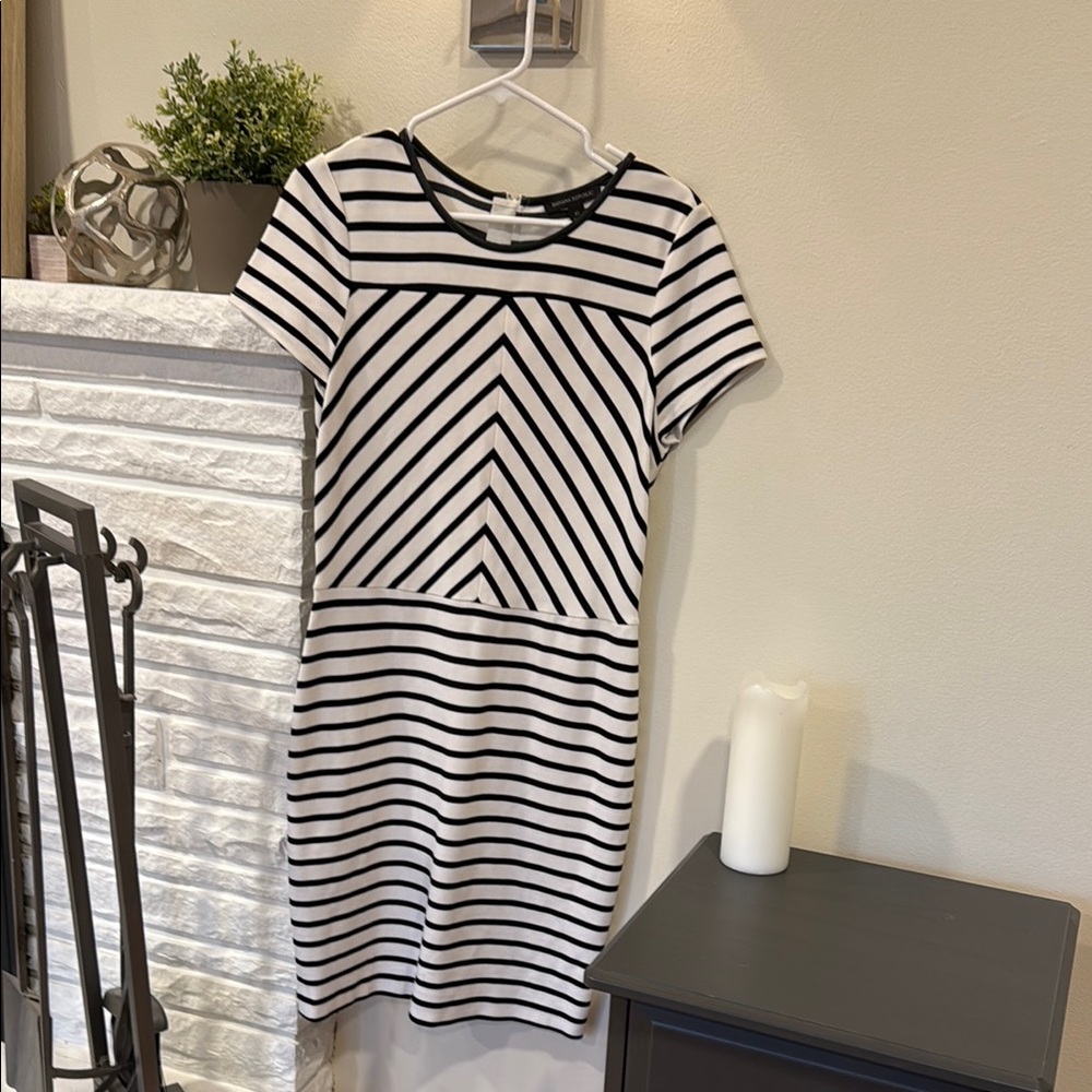 Banana Republic Black and White Striped Mini Dress